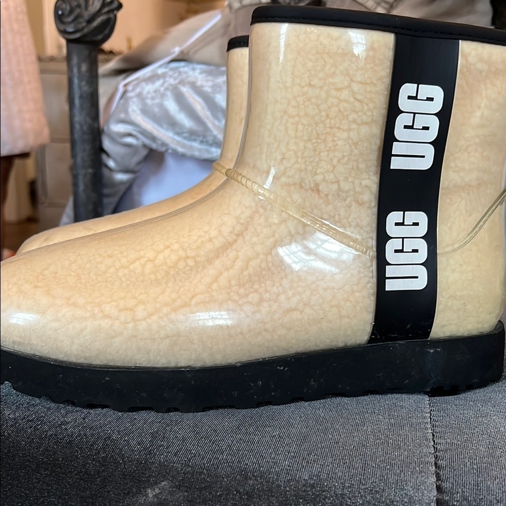 UGG Cream Ankle Rain Boots